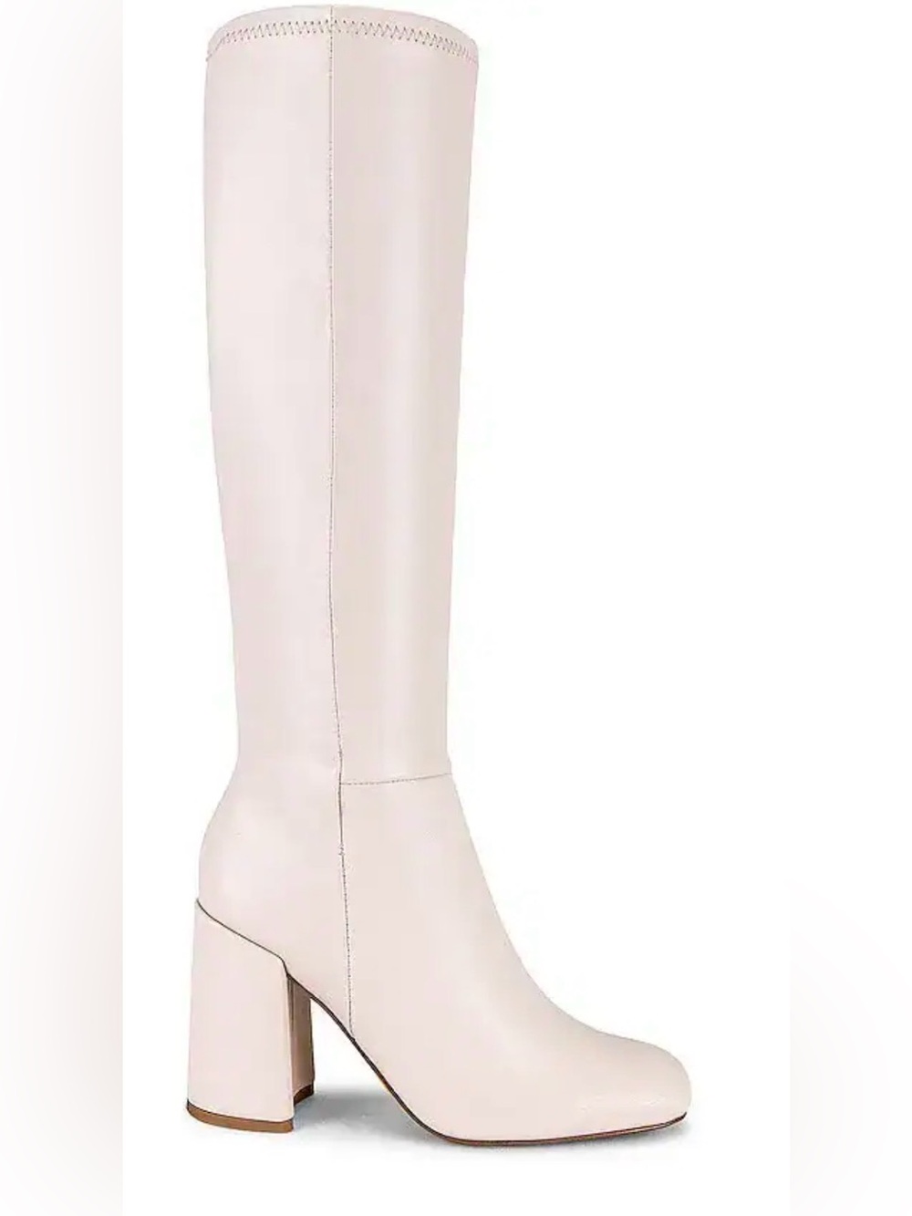 Steve Madden Women's Lizah White Ivory Cream Block Heel Knee High Boots